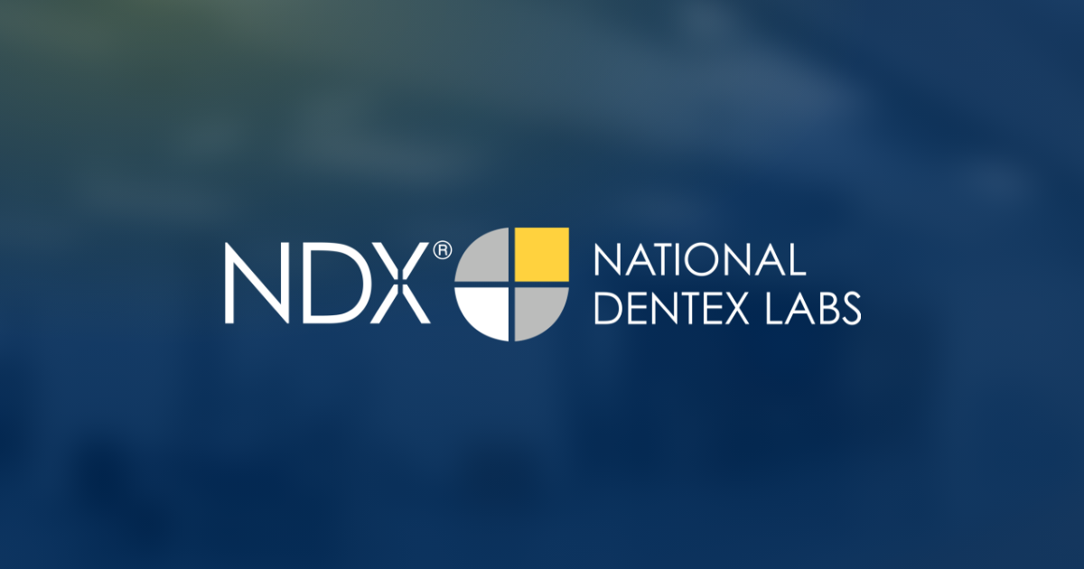 The NDX National Dentex Labs lockup over a laboratory interior